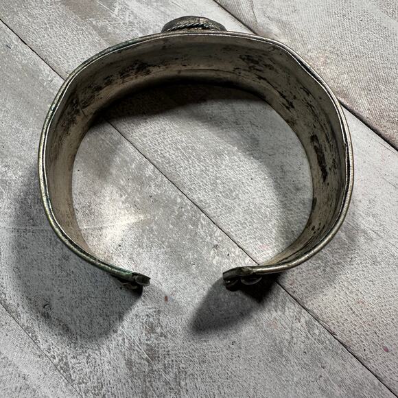 Tiger's Eye Turquenite cuff bracelet Tibetan Silver Nepalese Unisex - Picture 2 of 7